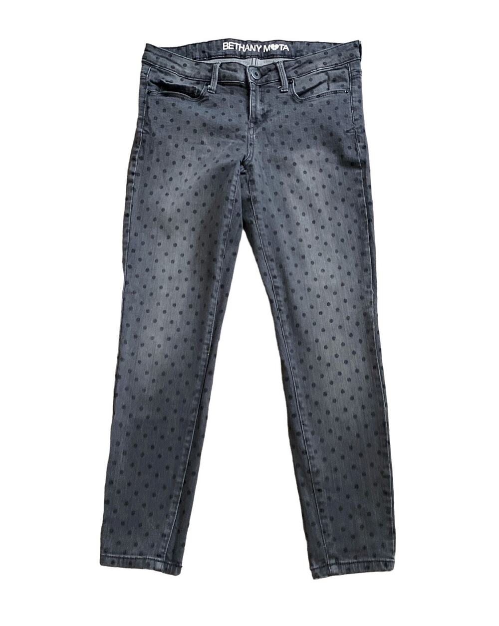 Bethany Mota Jeggings Womens 8 Short Gray Polka Dot Ankle Skinny Jeans Stretch